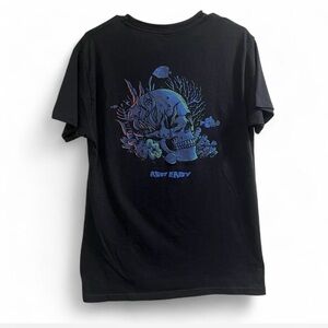 Black Graphic Tee with Skull Design